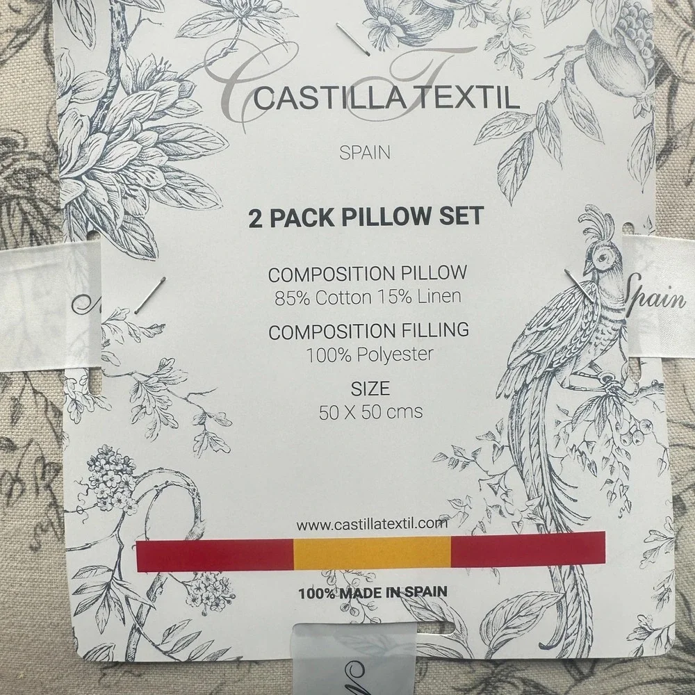 Castilla Textil 20x20 Linen Blend Throw Pillows 2 Pack Neutral
